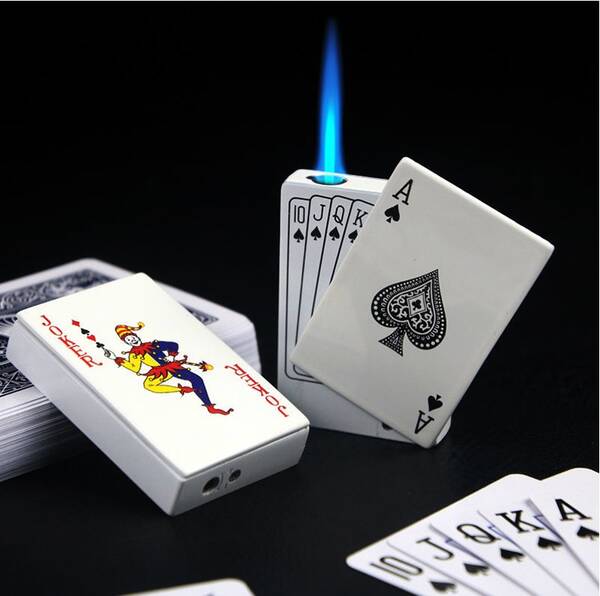 Poker-Style Gas Torch Lighter - Windproof, Refillable & Durable