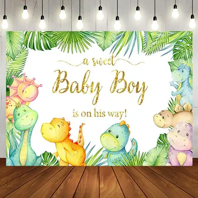 Aperturee Dinosaur Green Sweet Baby Shower Party Backdrop