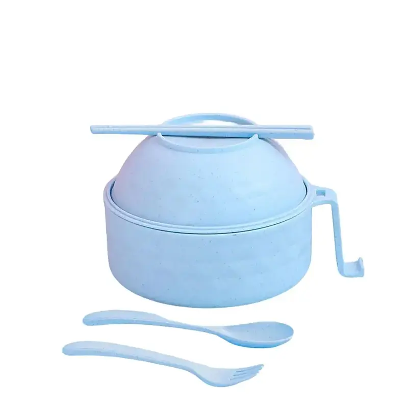 Noodle Bowl & Spoon & Fork & Chopsticks Set (6pcs/set), Creative Instant Noodle Bowl with Cutlery Set, Home Essentials, Port...