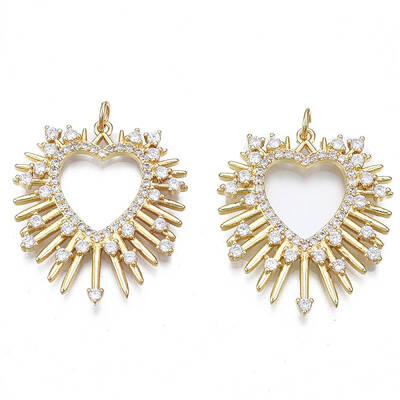 Brass Micro Pave clear Cubic Zirconia Pendants