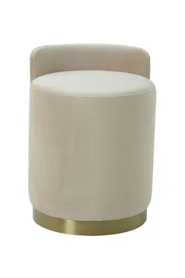 Round Taupe Velvet Upholstered Stool | Andrew Martin Otis