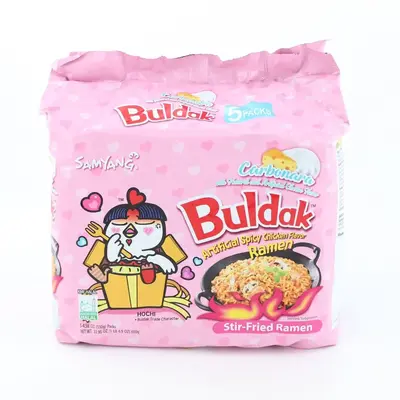 Buldak Carbonara Spicy Noodles – Samyang 5-Pack With Signature Heat and Creamy Sauce, Ideal for Spice Lovers and Instant Ra...