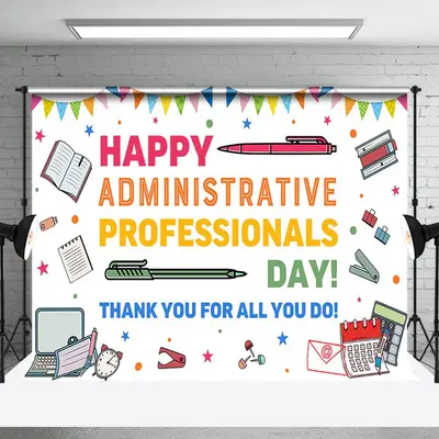Aperturee Funny Happy Administrative Professionals Day Backdrop | We Appreciate You Backdrop | Backdrop Thank You | Thank You...