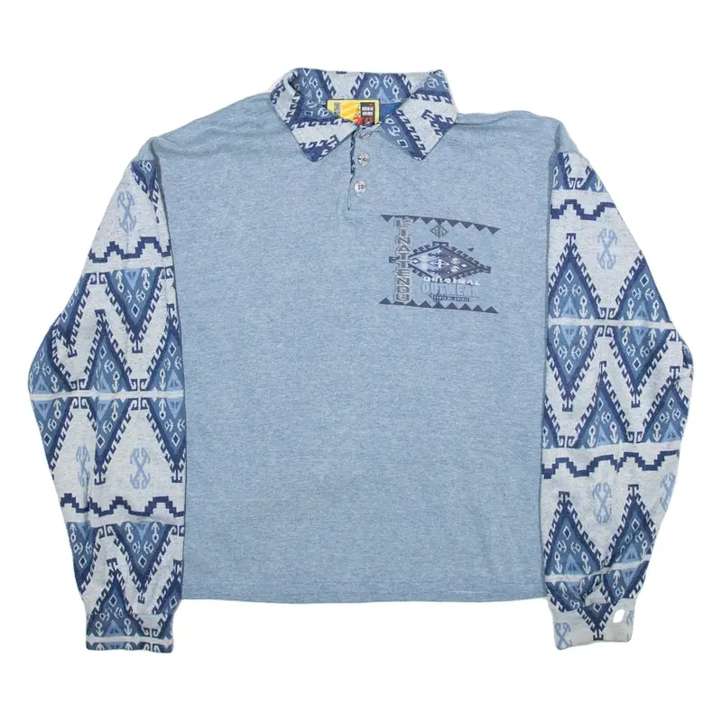 Mens Sweatshirt Blue Collared XL