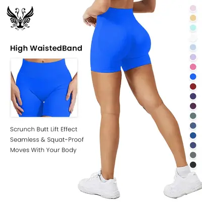 YIZHEN High WaistedBand Scrunch Butt Lift Effect Seamless Workout Shorts for Women High-Rise Tummy-Control Compression Fit St...