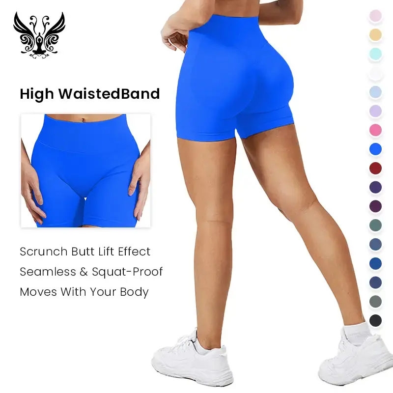 YIZHEN High WaistedBand Scrunch Butt Lift Effect Seamless Workout Shorts for Women High-Rise Tummy-Control Compression Fit St...