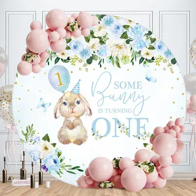 Some Bunny Is Turning One Flower Birthday Backdrop - Aperturee