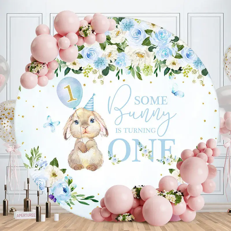 Some Bunny Is Turning One Flower Birthday Backdrop - Aperturee