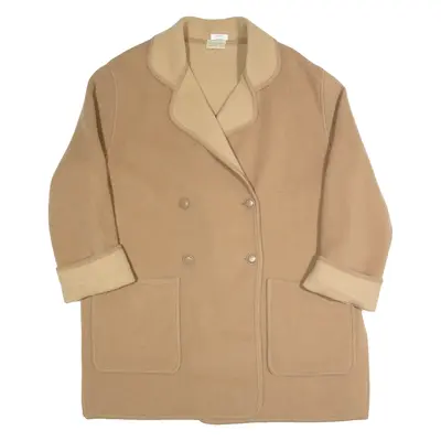 DEVERNOIS Womens Overcoat Coat Brown Wool 90s L