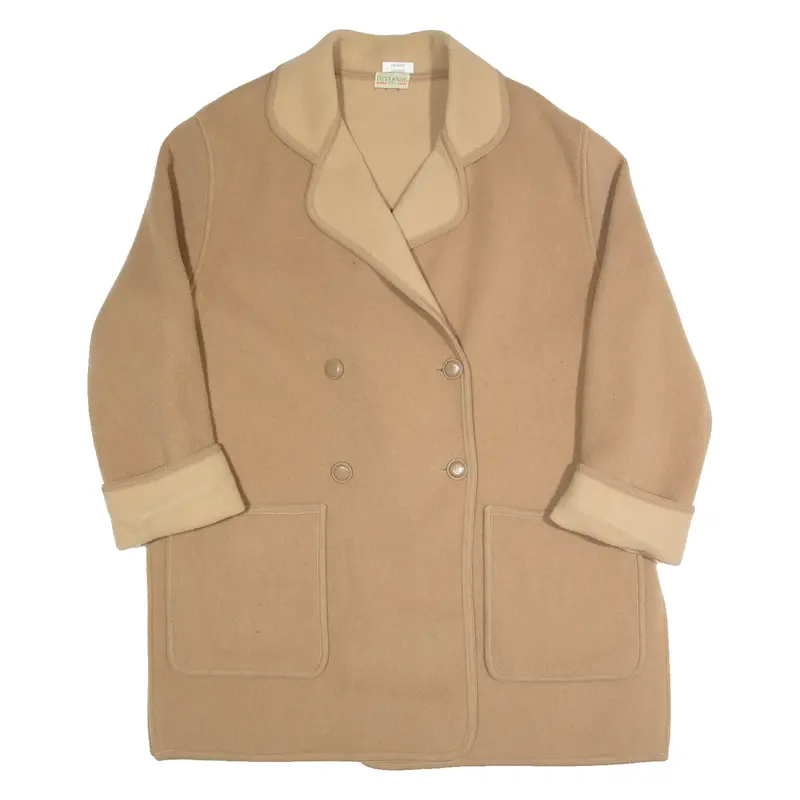 DEVERNOIS Womens Overcoat Coat Brown Wool 90s L