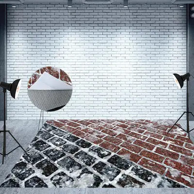 Retro Frozen Black Red Brick Wall Winter Floor Mat