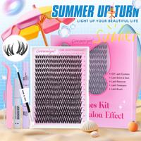 Geeneiya Lashes Waterproof DIY Lash Extension Kit, 8-18MM Wispy Lash Clusters Kit, Ultra-thin Soft Band Eyelash Extension Kit...