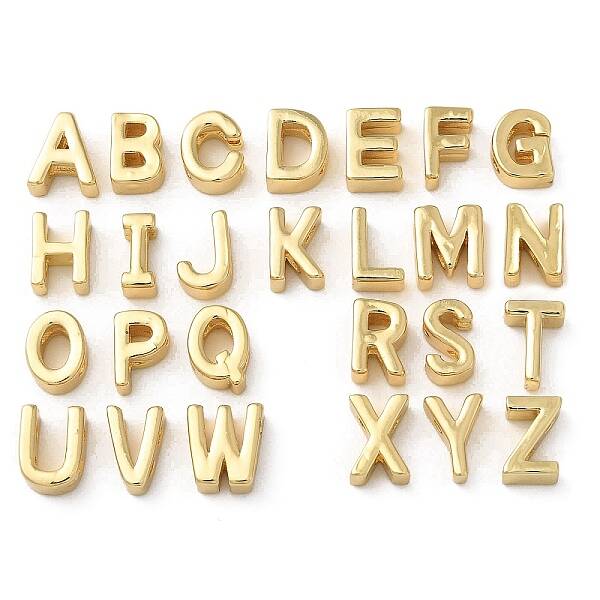26Pcs Rack Plating Brass Slide Charms