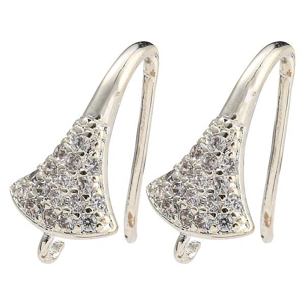 Brass Micro Pave Clear Cubic Zirconia Earring Hooks