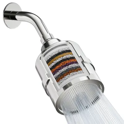 Mist Water Softening 15 Stage Filtered Chrome Shower Head with 5 Customizable Spray Settings