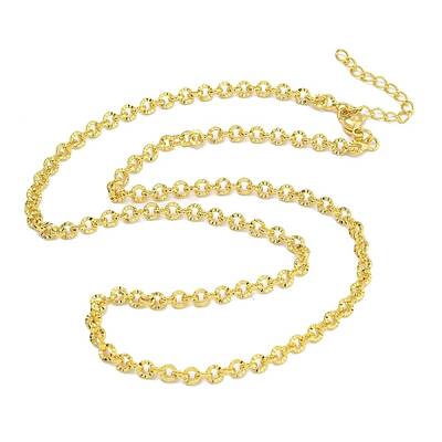 Rack Plating Brass Textured Rolo Chain Necklaces for Women