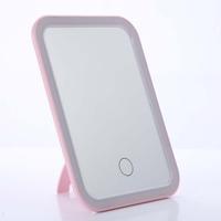 USB Rechargeable LED Makeup Mirror with Touch Switch and 3 Color Light, Desktop Square LED Cosmetic Mirror for Bedroom & Vani...
