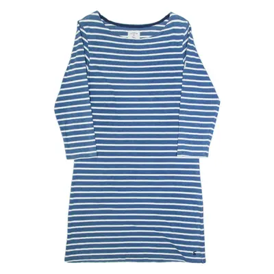 JOULES Womens T-Shirt Dress Blue Striped Long Sleeve Knee Length UK 14