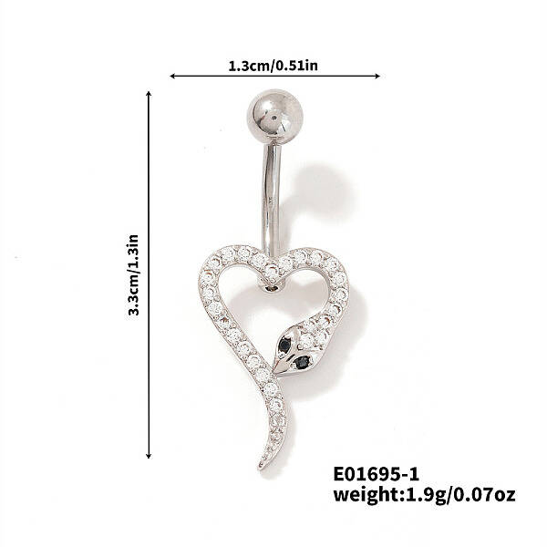 Shiny Brass Crystal Rhinestone Belly Button Rings