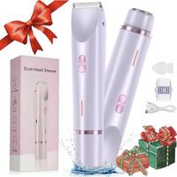 Electric Bikini Trimmer for Women, Rechargeable 2 in 1 Body & Facial Hair Removal, Waterproof Wet & Dry Use Trimmer for Women...