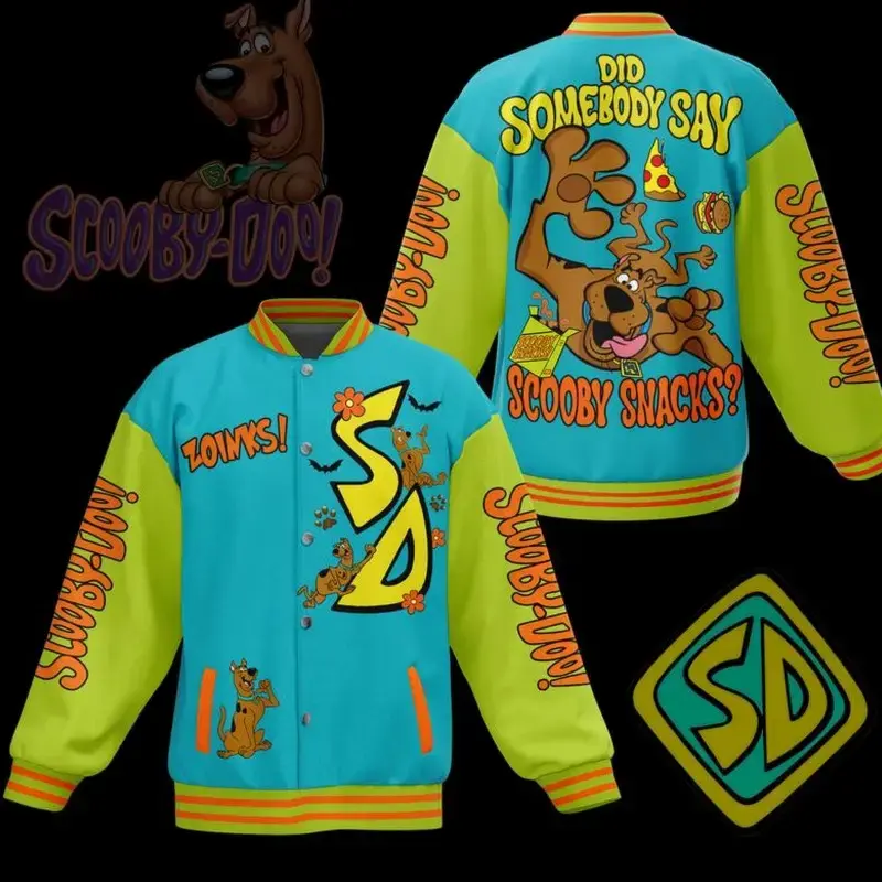Professional Scoobiee-Doobiee Bomber Baseball Jacket, Cartoon Baseball Jacket, TV Series Movie Sport Bomber Jacket, Comfortab...