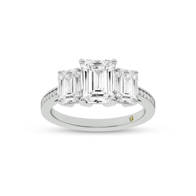 Sydney Quarter Coverage Pavé Set Three Stone Lab Grown Diamond Engagement Ring | 14K White Gold 3 1/2 CT. TW.