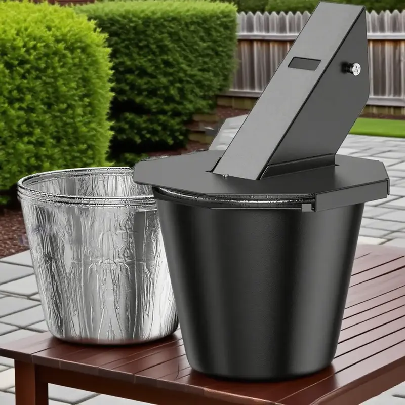 Grease Bucket with Lid & Tin Foil Liner, Upgraded Grill Accessories, Replacement Drip Bucket for  Grills Compatible  and More