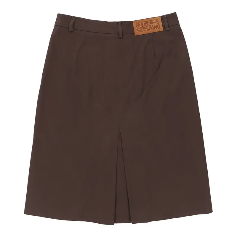 Salvatore Ferragamo Midi Skirt - 30W UK 10 Brown Cotton | Size: UK 10