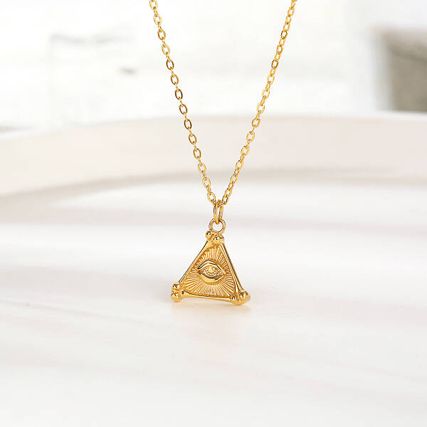 Elegant Stainless Steel Triangle Pendant Necklace for Women's Daily Wear