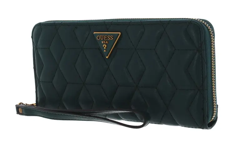 Guess, Elenia, Fabric Wallet, SLG Large with Zipper, Forest, for Women