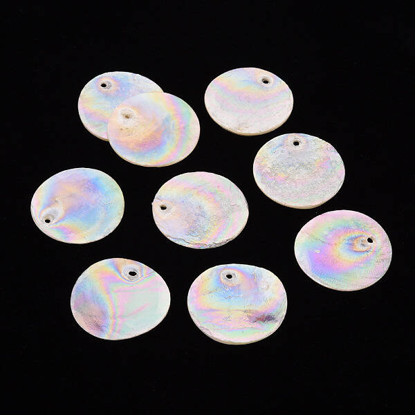 Electroplate Natural Capiz Shell Pendants