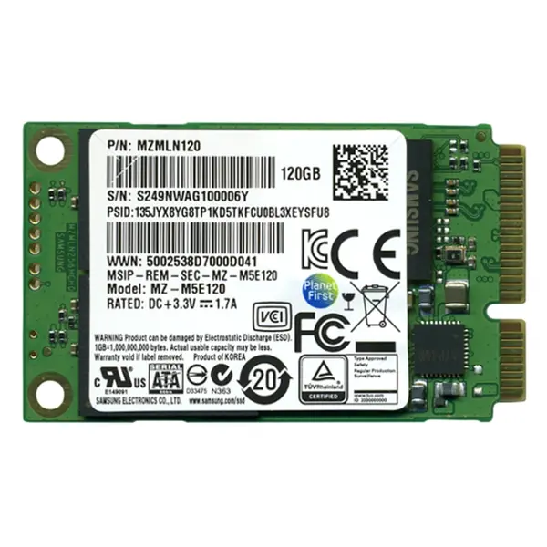 MZ-M5E120B/IT Samsung 850 EVO Series 120GB mSATA 6GB/s SATA 512MB Cache V-NAND Solid State Drive