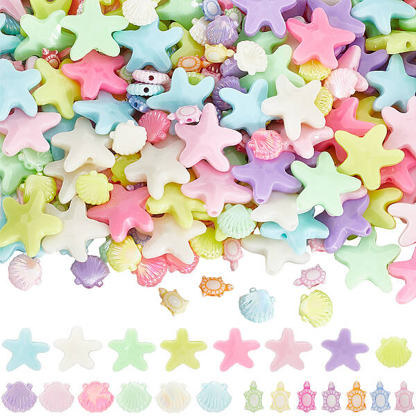 300Pcs 3 Styles Opaque Acrylic Beads