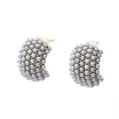 Gainsboro Plastic Pearl Beaded Stud Earrings