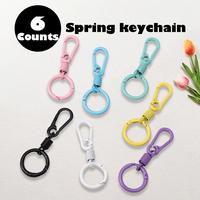6 Counts Colored Keychain Clips with O Rings, Small Quick Release Metal Keychain Carabiner Clip for Keys Car keychain, Random...