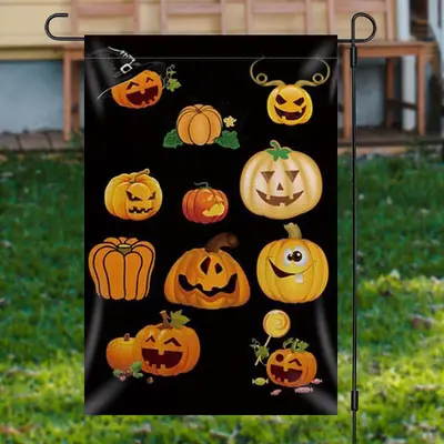 Varient Halloween Pumpkin Black Waterproof Yard Flag - Aperturee