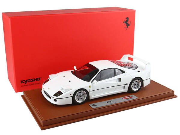 Ferrari F40 White with Silver Rims with DISPLAY CASE Limited Edition to 102 pieces Worldwide 1/18 Diecast Model Car by BBR an...