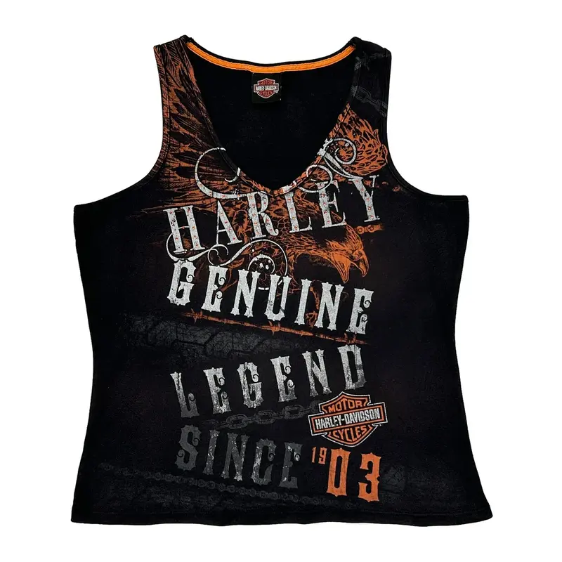 Harley Davidson Graphic Vest - XL Black Cotton
