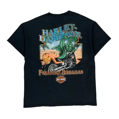 Freeport Harley Davidson Graphic T-Shirt - XL Black Cotton