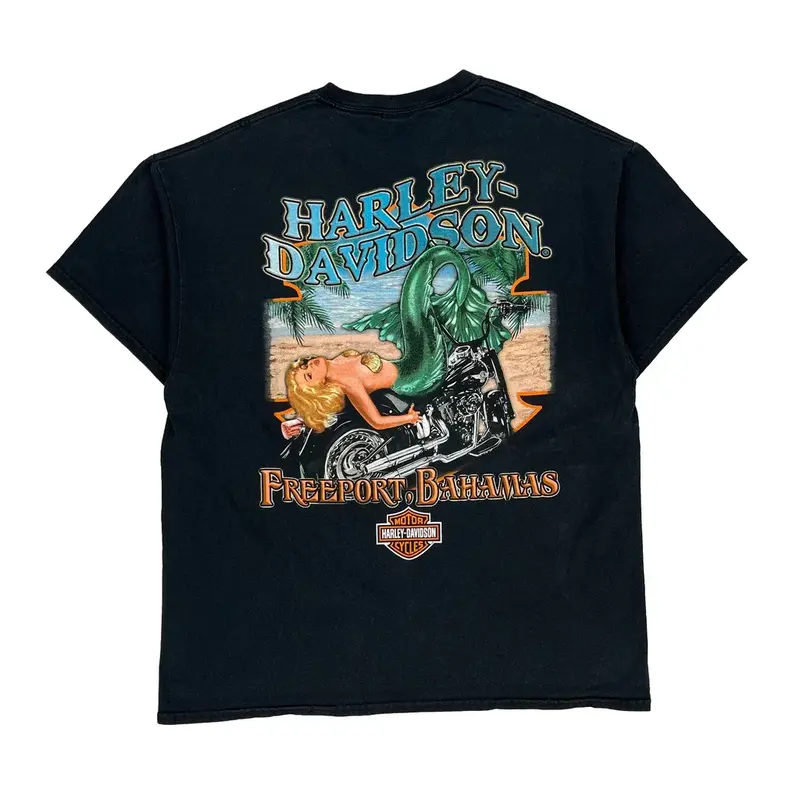 Freeport Harley Davidson Graphic T-Shirt - XL Black Cotton