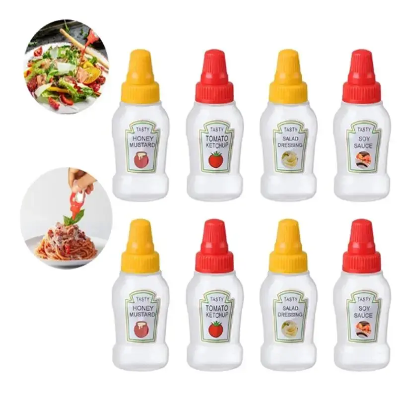 25ml Mini Empty Sauce Squeeze Bottle, 8 Counts Clear Sauce Bottle for Ketchup Salad Dressing