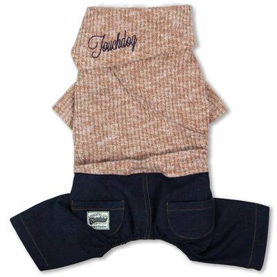 Touchdog Vogue Sweater & Denim Pant Outfit - Medium - Peach