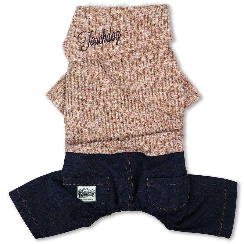 Touchdog Vogue Sweater & Denim Pant Outfit - Medium - Peach