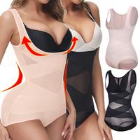 1-2 Counts Mesh Shapewear Bodysuit Tummy Control for Women Plus Size Faja Body Shaper Backless Bodysuit Butt Lifter, Ladies S...