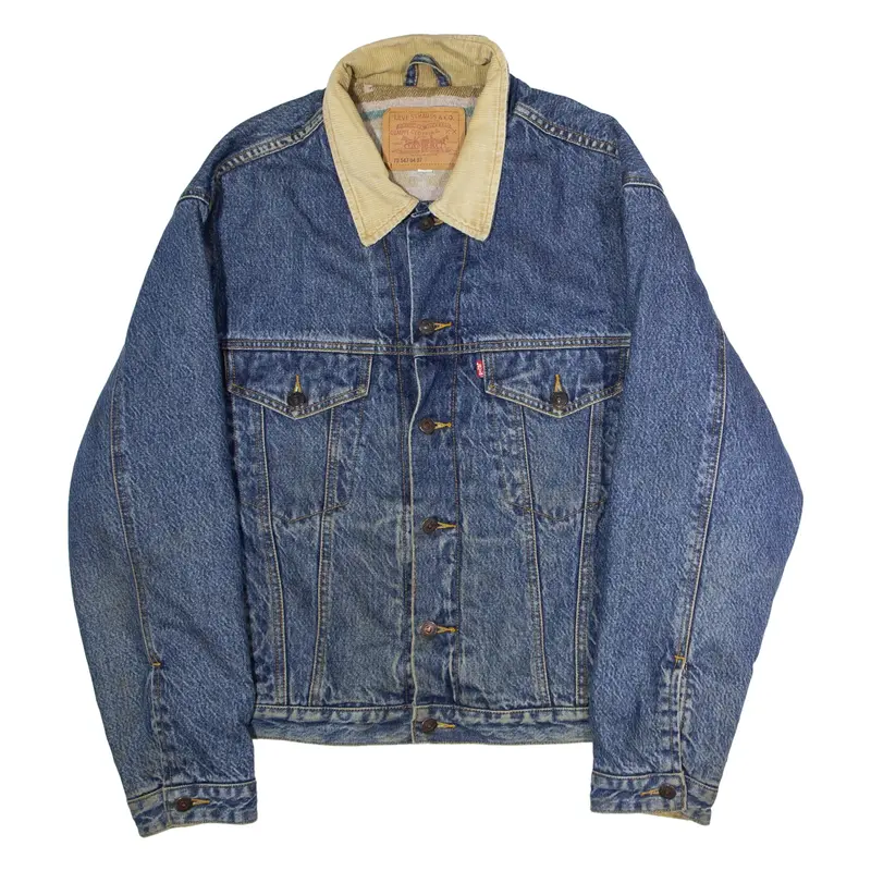 LEVI'S Mens Blanket Lined Denim Jacket Blue 90s L