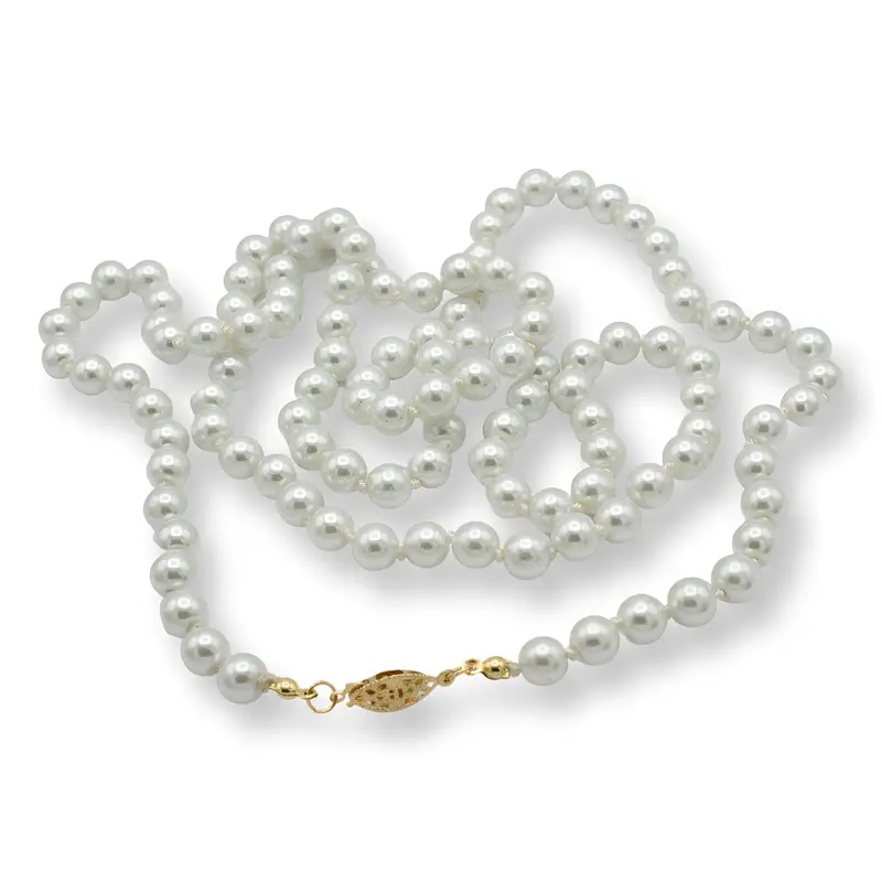 Glass Pearl Necklace for Women - Long Length with Beads