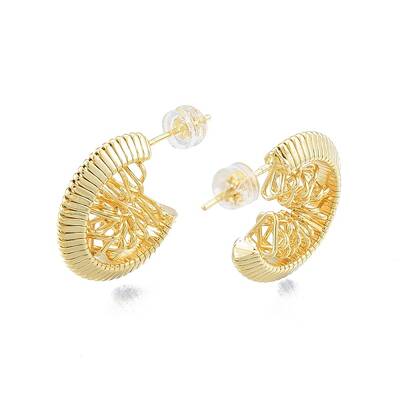 Brass Chunky C-shape Stud Earrings