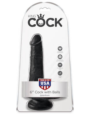 King Cock 6 Inch Cock With Balls - Black