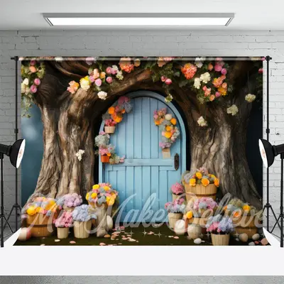 Floral Tree House Photo Birthday Cake Smash Backdrop - Aperturee