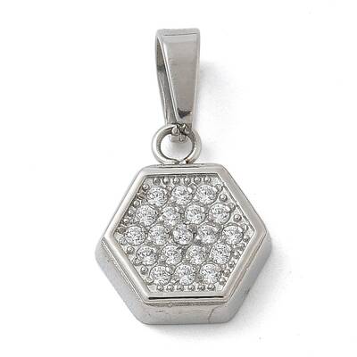 Ion Plating(IP) 304 Stainless Steel Micro Pave Cubic Zirconia Pendants